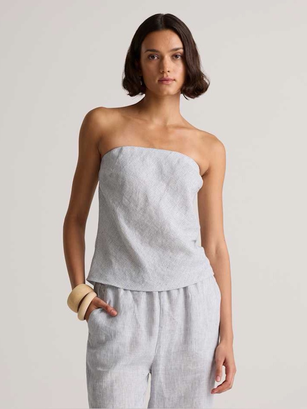 Quince 100% European Linen Strapless Top